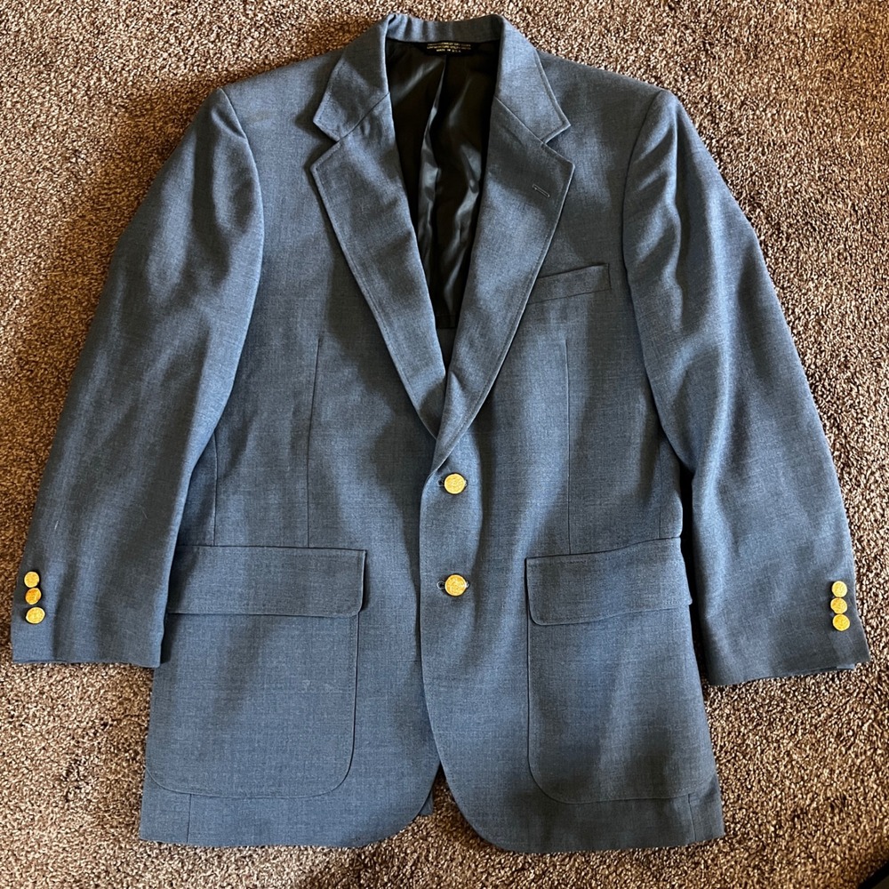 Vintage Eagle Clothes Men's Blue Blazer Sport Coat‎ Gold Buttons 0779
